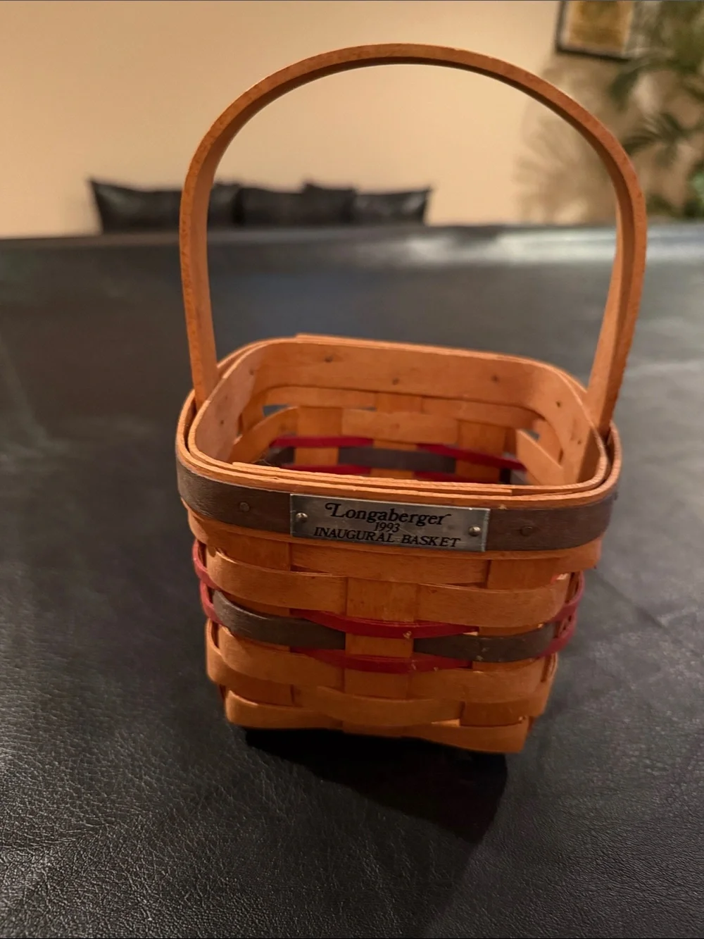Longaberger Red and Natural Handwoven Inaugural Basket